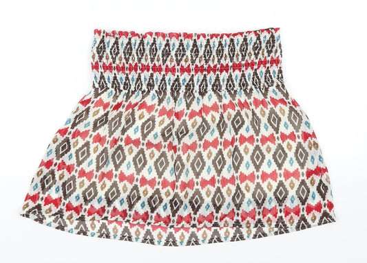 Palegizia Womens Brown Geometric Skater Skirt Size S