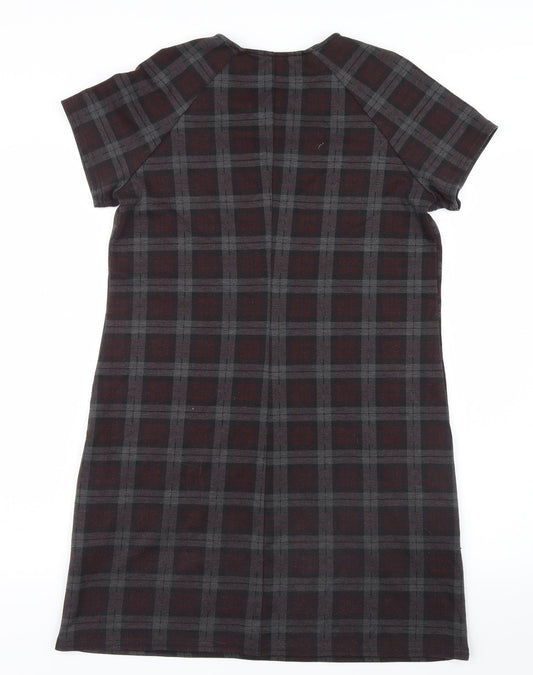 New Look Womens Grey Check Shirt Dress Size 8