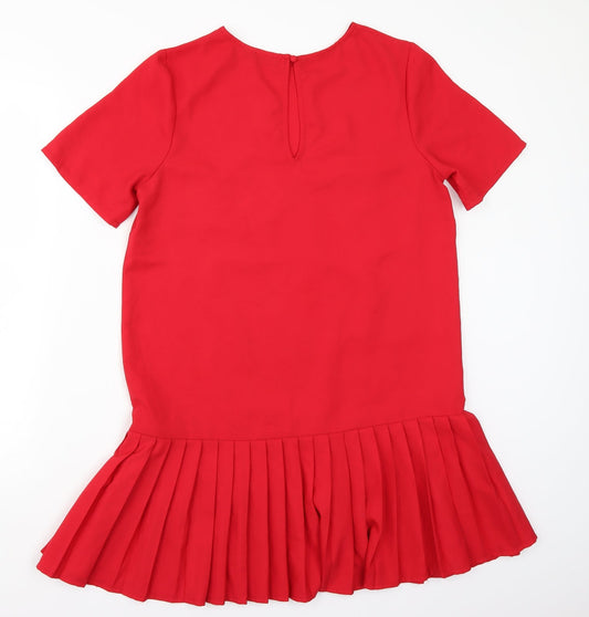 Boohoo Womens Red Rayon A-Line Size 10