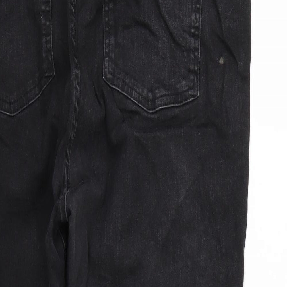 Brand and care label for Even & Odd women’s black straight jeans, size UK 36, 28-inch leg