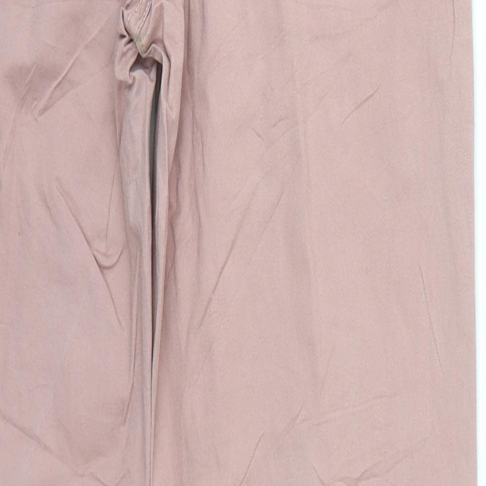 Brand and care label for Up Fashion women’s pink trousers, size UK 36, 29-inch leg