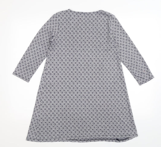Zuiki Womens Blue Geometric Pullover Jumper Size S