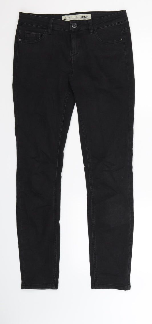 Additional front view of Denim Co women’s black denim skinny jeans, size UK 8, 29-inch leg