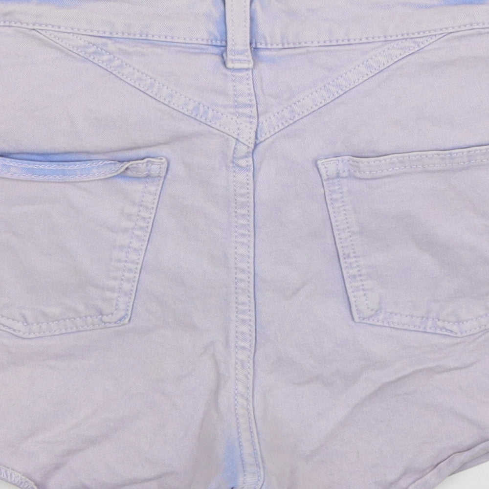 Topshop Womens Purple Denim Hot Pants Shorts Size 28 in