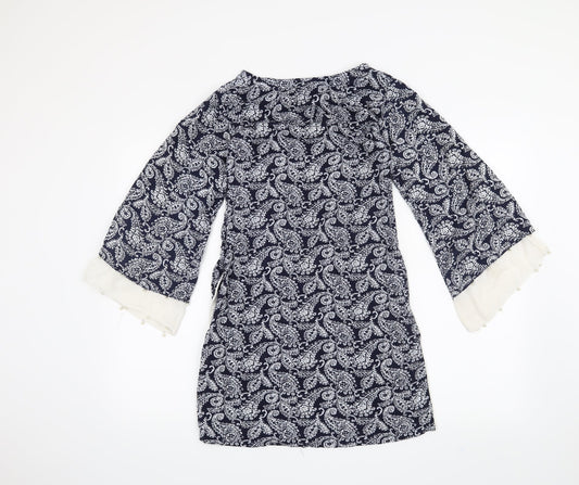 Shiffonz Womens Blue Paisley A-Line Size XS