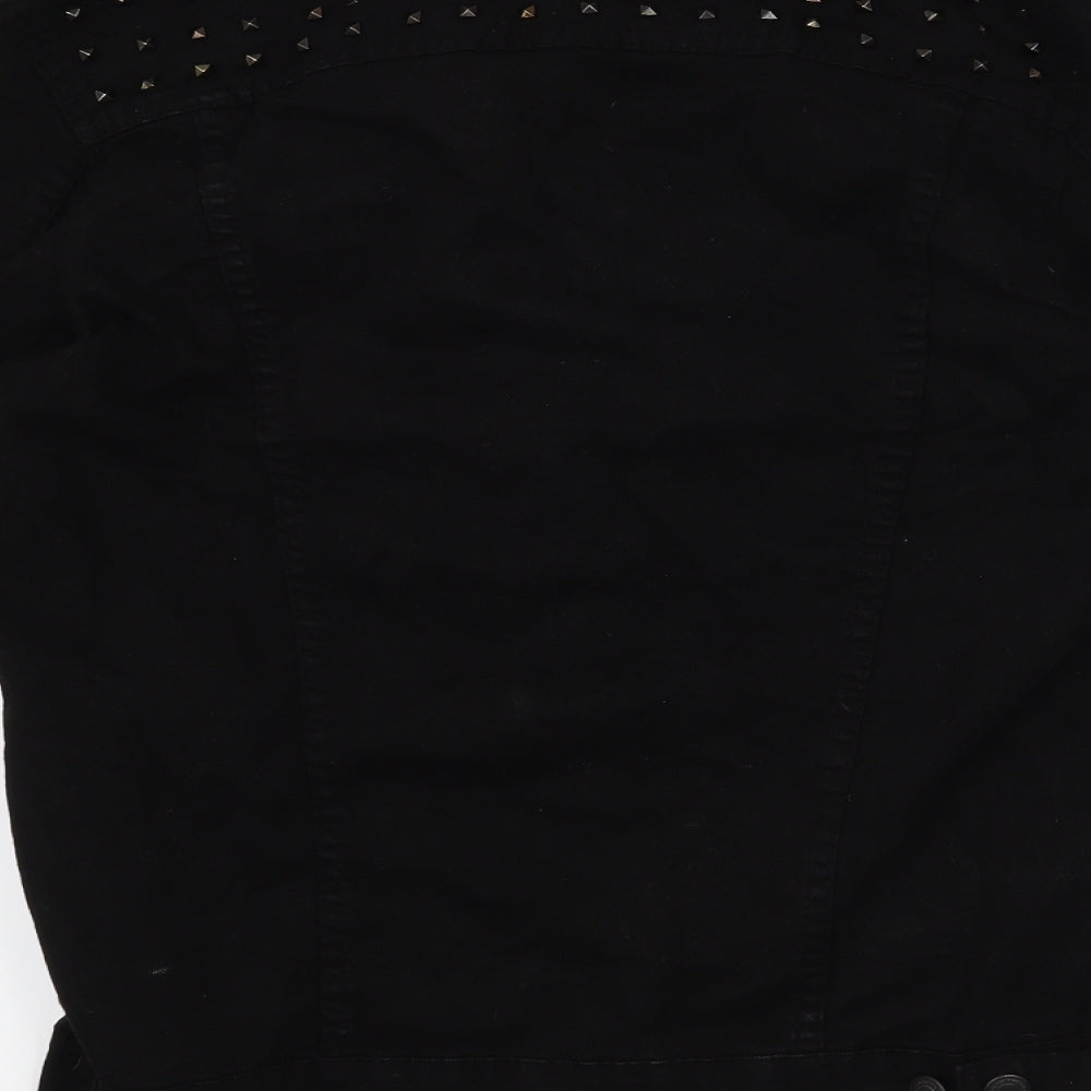 Brand and care label for Preworn women’s black jacket coat, size M
