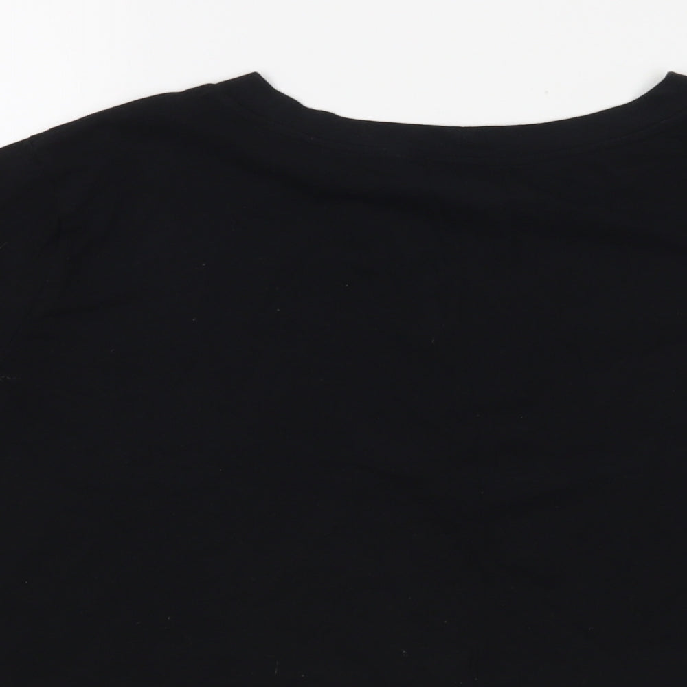 Brand and care label for Cooperative women’s black cropped t-shirt, size M