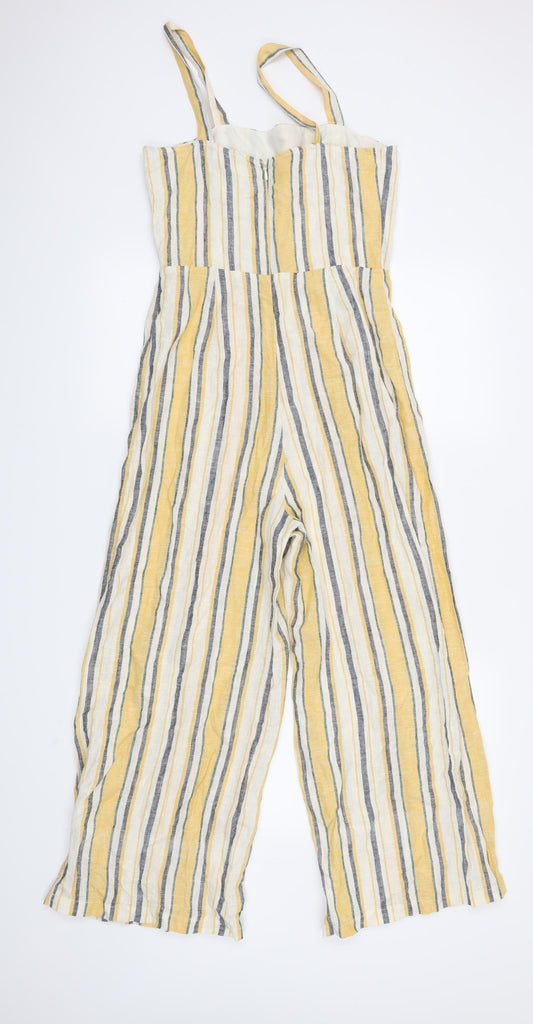 FOREVER 21 Womens Yellow Striped Jumpsuit One-Piece Size S