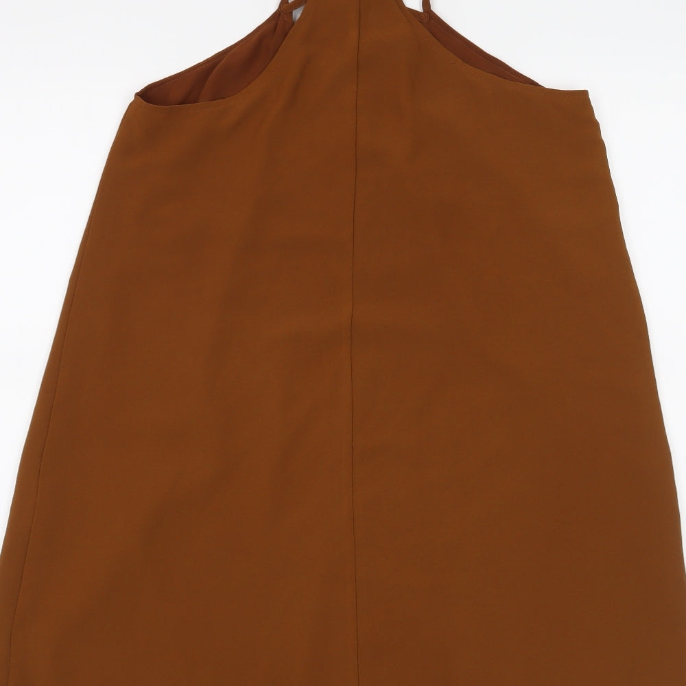Brand and care label for Forever 21 women’s brown camisole tank, size S