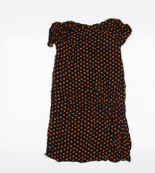 Preworn Girls Black Polka Dot A-Line Size 10 Years