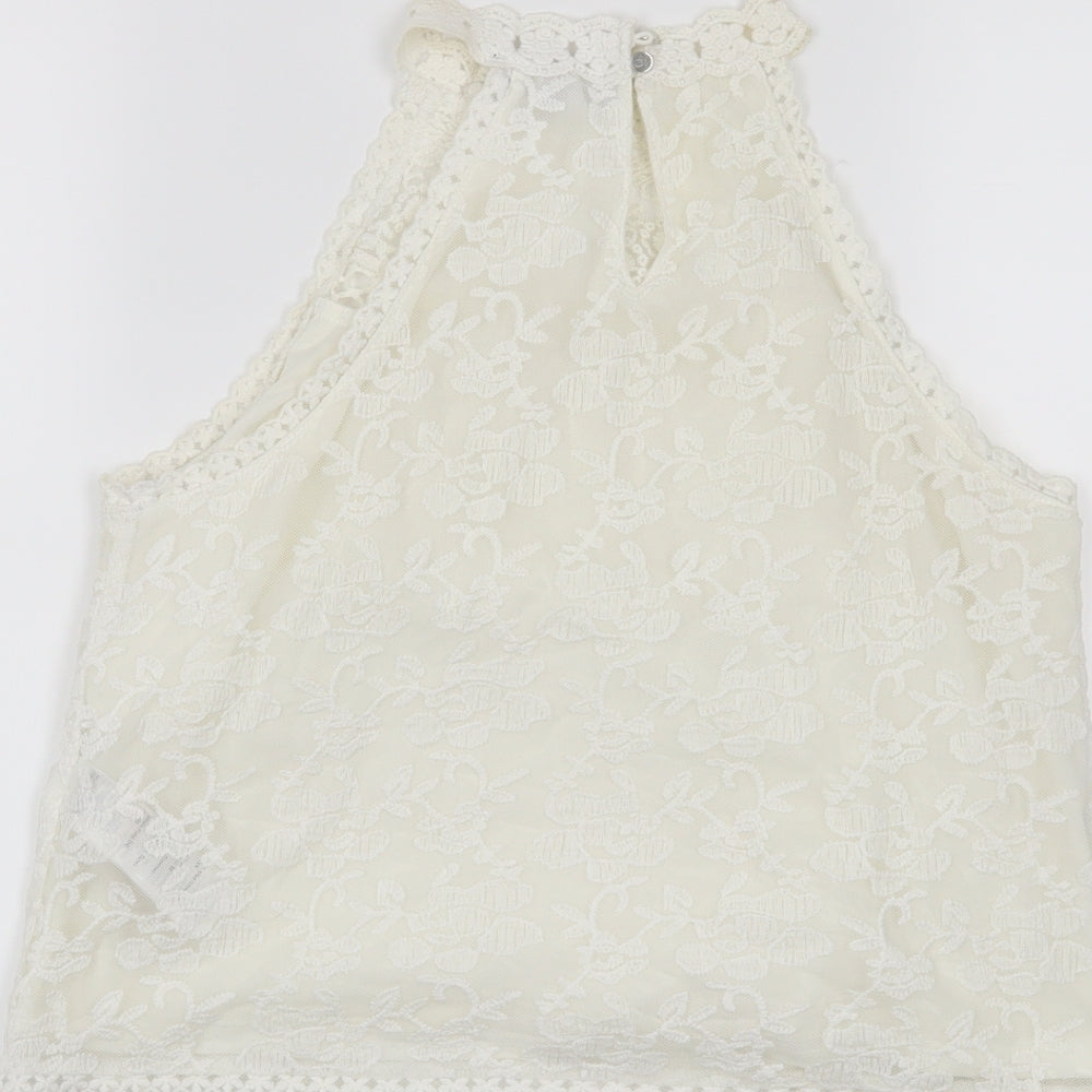New Look Womens White Cropped Tank Size 8