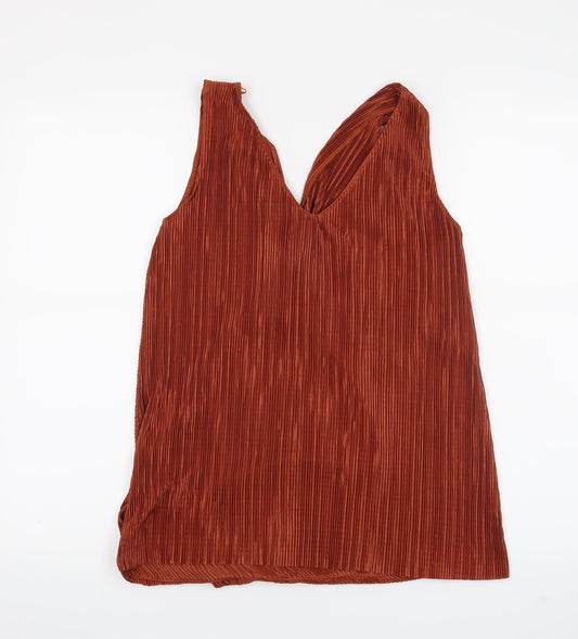 Preworn Womens Orange Basic Blouse Size 8