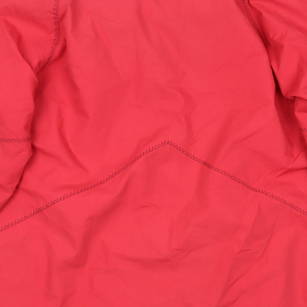 Brand and care label for Telemac men’s red jacket, size M