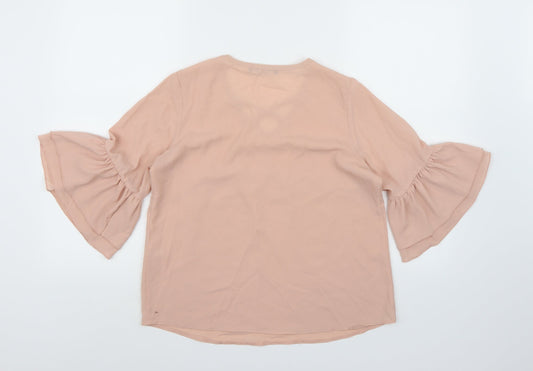 Select Womens Pink Chiffon Basic Blouse Size 10