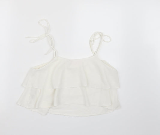 Miss Selfridge Womens White Chiffon Cropped Tank Size 10