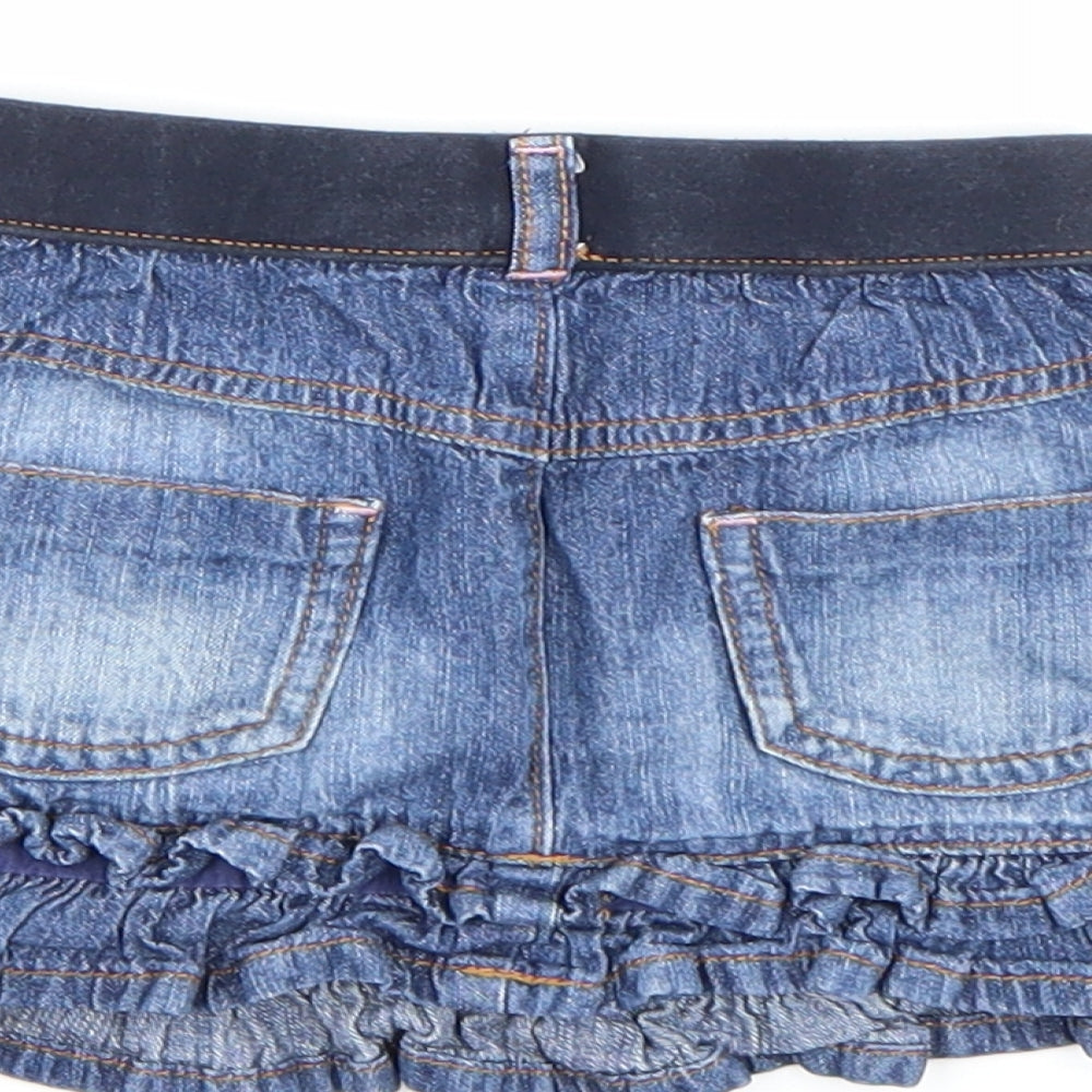 Brand and care label for George girls’ blue denim a-line skirt, size 2-3, years