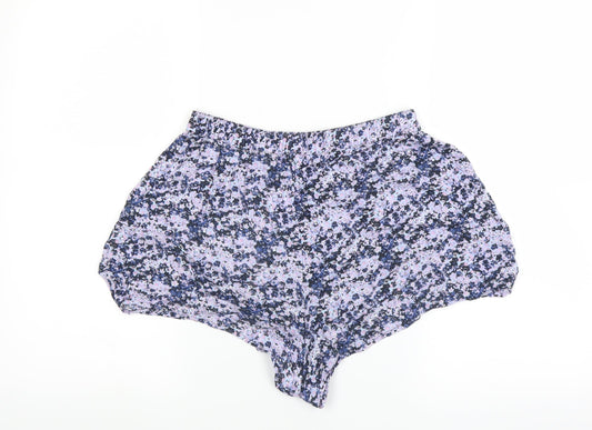 Divided by H&M Womens Blue Floral Hot Pants Shorts Size 10