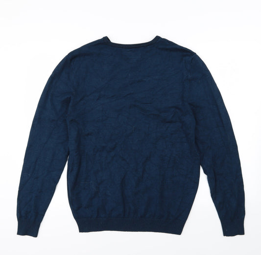 Armand Thiery Mens Blue Knit Pullover Jumper Size L