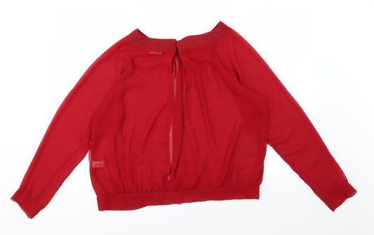 Select Womens Red Chiffon Basic Blouse Size 16
