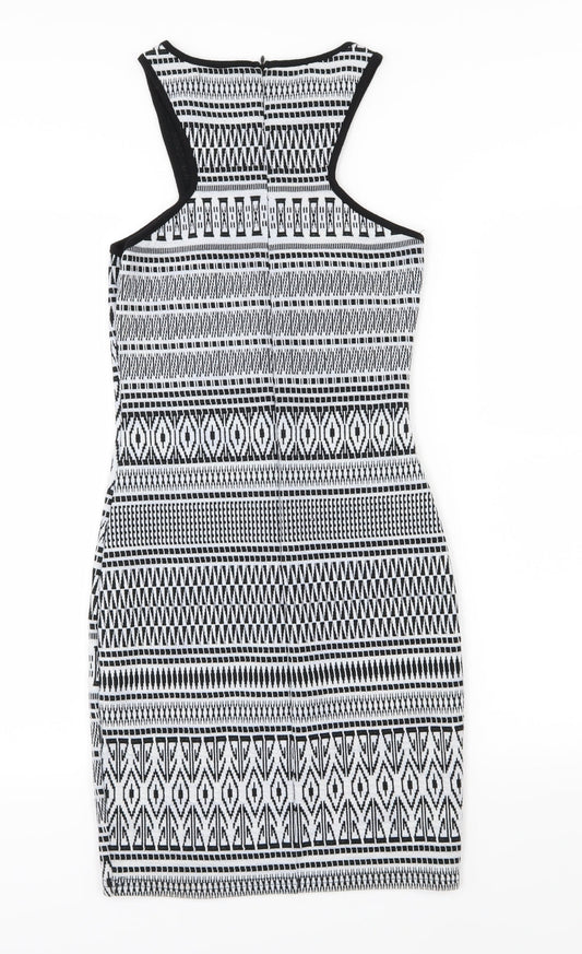 Glamorous Womens White Striped Pencil Dress Size 8