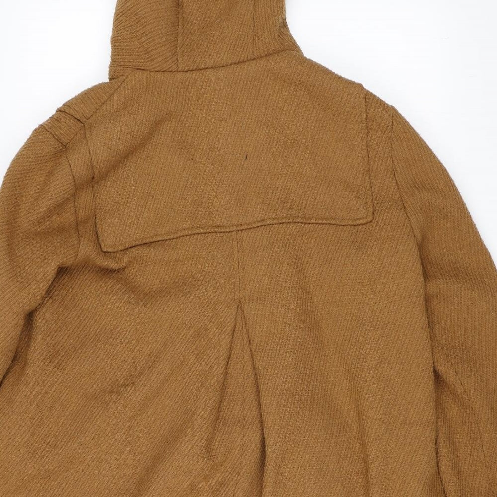 Brand and care label for Preworn women’s beige overcoat coat, size M