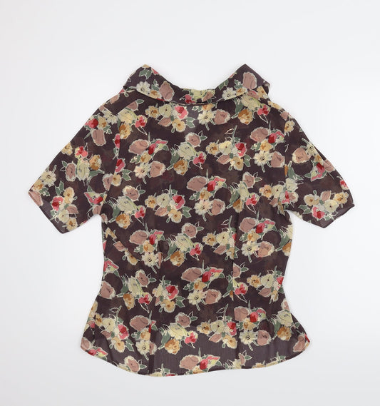 NEXT Womens Purple Floral Basic Button-Up Size 12