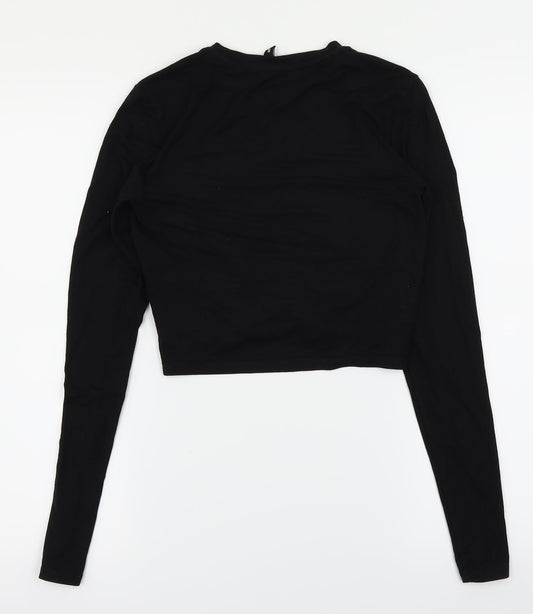 H&M Womens Black Cropped Blouse Size S