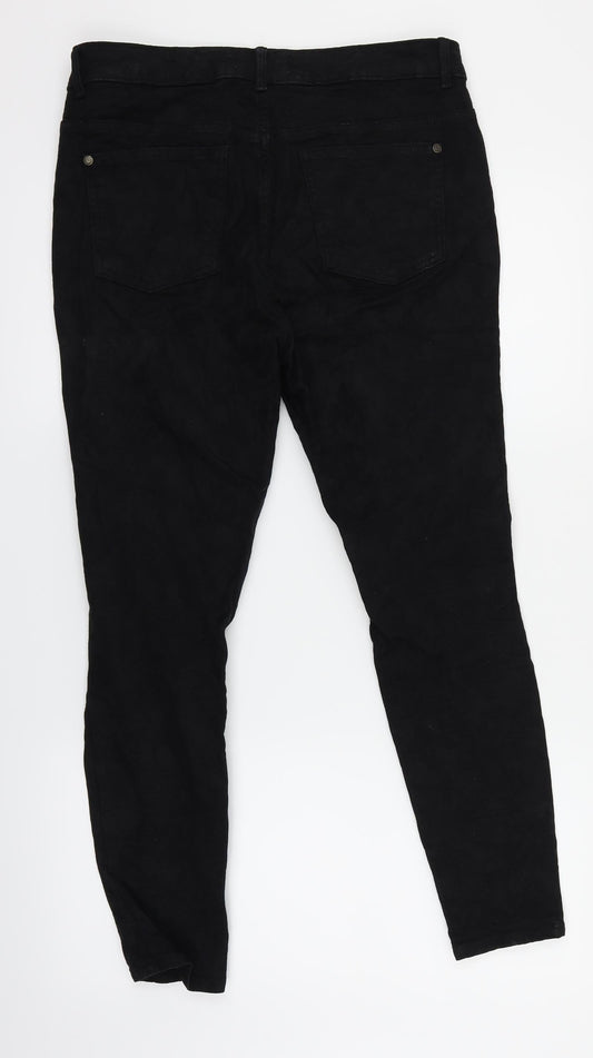 Indigo Womens Black Floral Skinny Jeans Size 14 L25 in