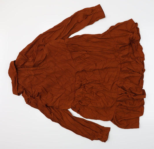 Elenza Womens Brown Shirt Dress Size S