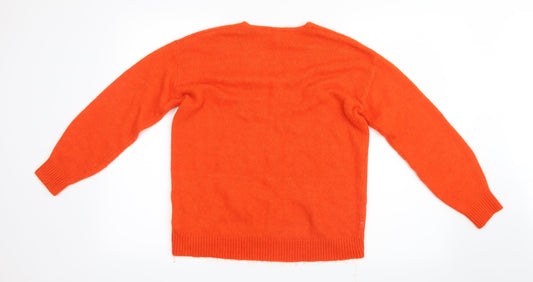 H&M Womens Orange Knit Pullover Jumper Size XS