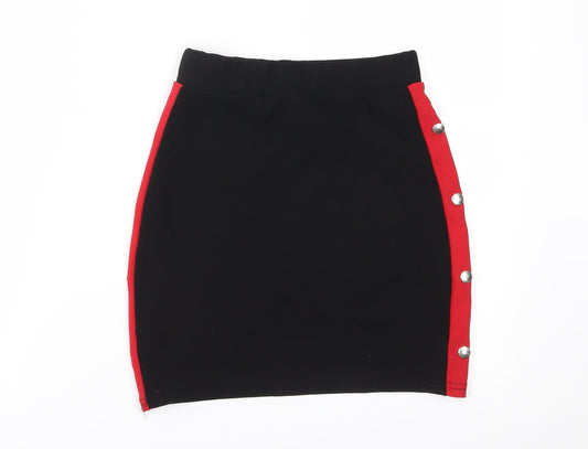 Prague Womens Black Jersey Straight & Pencil Skirt Size 8