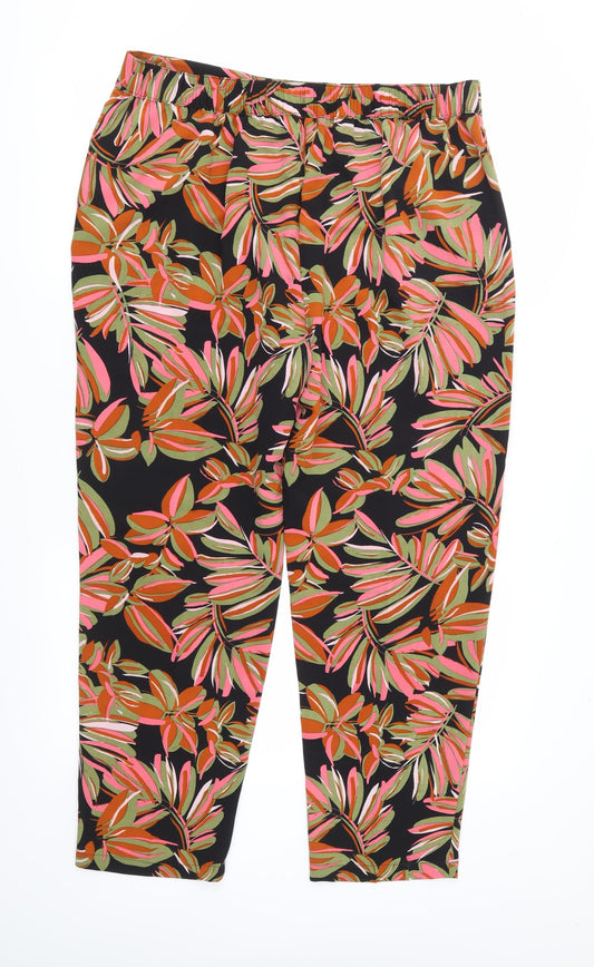 Papaya Womens Pink Floral Trousers Size 14 L27 in