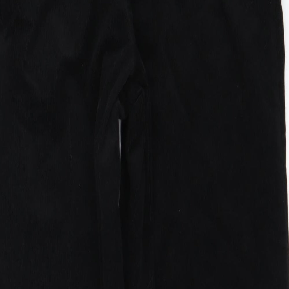 Brand and care label for Preworn women’s black trousers, size UK 28, in, 24-inch leg