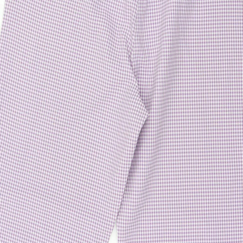 Brand and care label for Odessa women’s purple check rain trousers trousers, size UK 16, 26-inch leg