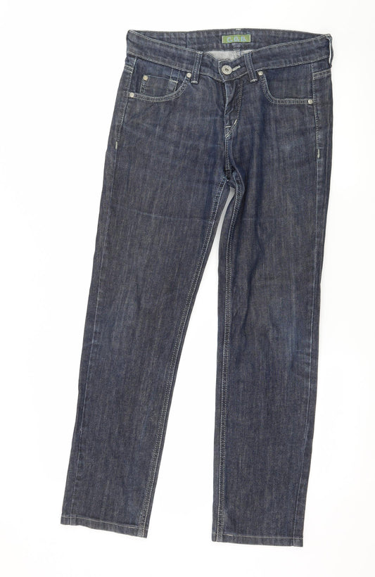 Additional front view of COD women’s pink denim straight jeans, size UK 32, in, 29-inch leg