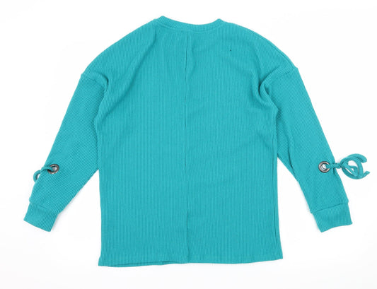 Papaya Womens Blue Knit Pullover Jumper Size 8 - Tie Detail