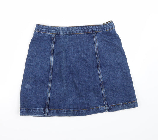 Topshop Womens Blue A-Line Skirt Size 28