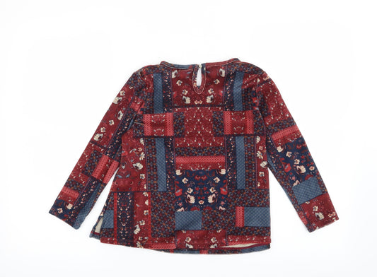 Matalan Girls Red Floral Pullover Sweatshirt Size 7 Years