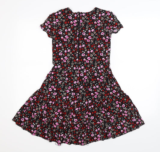 Jon Adam Womens Black Floral Fit & Flare Size XS