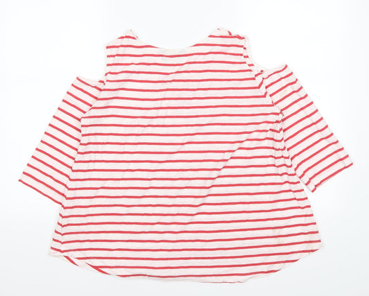 Pomodoro Womens Red Striped Basic Blouse Size 10