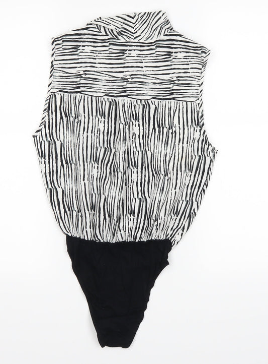 Topshop Womens Black Animal Print Leotard One-Piece Size 8