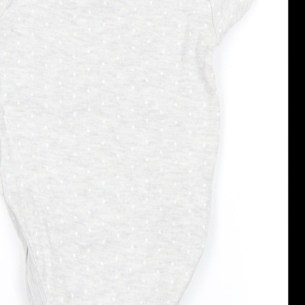 Brand and care label for pure nanu Grey Polka Dot Babygrow One-Piece, size 12-18, Months - stars