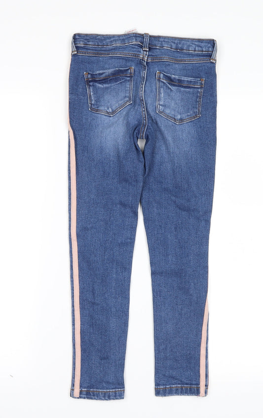 NEXT Girls Blue Denim Skinny Jeans Size 9 Years - stripe on leg