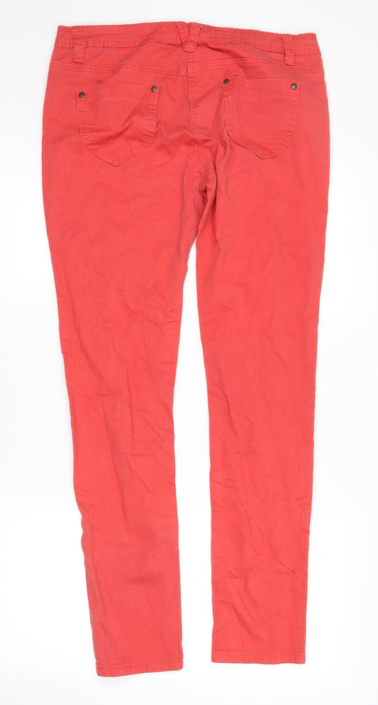 blonde + blonde Womens Red Denim Straight Jeans Size 12