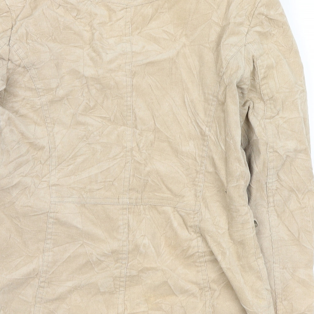 Brand and care label for New Look women’s beige corduroy jacket, size UK 12