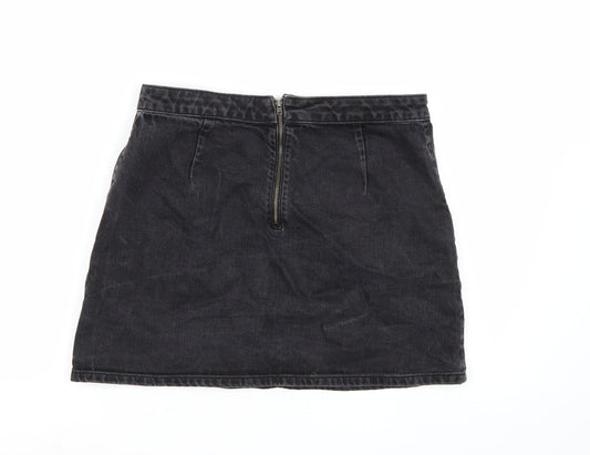 Topshop Womens Black Denim A-Line Skirt