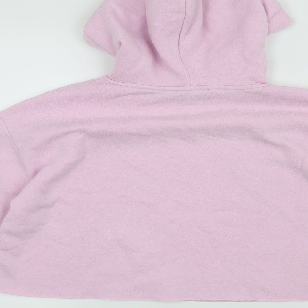 Brand and care label for Topshop women’s purple pullover hoodie, size UK 10