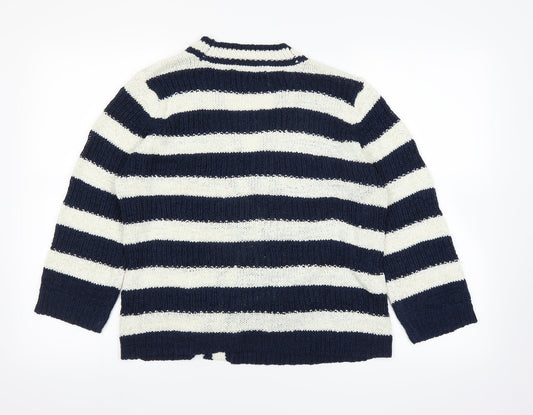 M&Co Womens Blue Striped Cape Jumper Size M