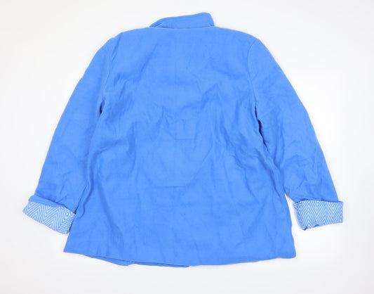 Anne De Lancay Womens Blue Overcoat Coat Size L