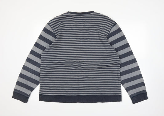 Easy Womens Blue Striped Pullover Jumper Size 2XL